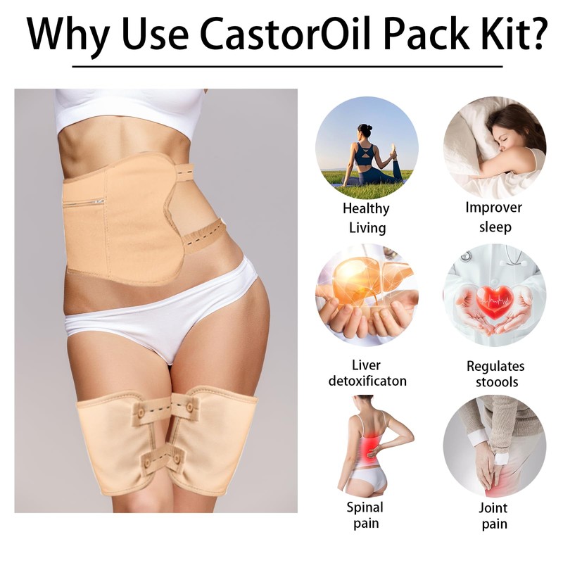 Txmyxgs Castor Oil Pack Wrap Kit, Rizinusöl Packung Wiederverwendbare Organic