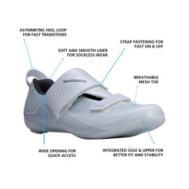 SHIMANO SH-TR501 Specialist Short Course Triathlon Shoe, White, 8.5-9 Men (EU 43)