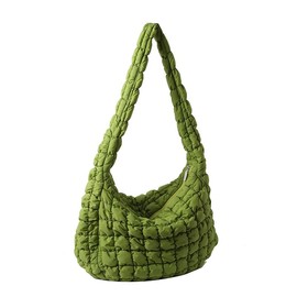 Quilted Tote Bag Large Capacity Satchel Handbag Puffer Lightweight Padding Shoulder Bag Satchel Handbag for Women Green
