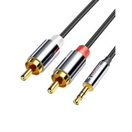 SOOMFON RCA to 3.5mm Audio Cable Aux 3.5mm to 2RCA Audio Cable 1 Meters, Red and White to 3.5mm Jack Cable with Durable Nylon Braided Gold-plated for Phone/Car/Speakers/Tablets/Home Theater/HDTV