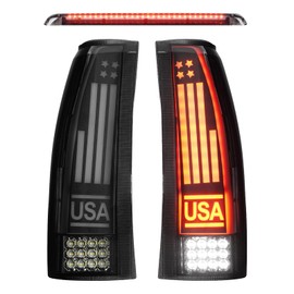 Bomusou LED Tail Lights + 3rd Third Brake Cargo Lamp Kit Fit for Chevy & GMC Suburban C1500 K1500 1992-1999, for Chevy Tahoe 1995-1999, for GMC Yukon 1992-2000, Smoke Lens