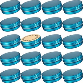 23pcs 2oz/60ml Lake Blue Aluminum Tin Jar with Screw Lid and Blank Labels