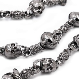 UNIQSUM Heavy Skull Wallet Chain Ethnic Biker Punk Key Jean Chain SJ34B (Gun-Metal)
