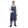 Whites Chefs Clothing Butchers Apron, Navy Blue with White Stripe,