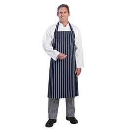 Whites Chefs Clothing Butchers Apron, Navy Blue with White Stripe, Unisex, Hardwearing Polycotton Apron, Size: 965(L)x711(W)mm, Machine Washable, A530