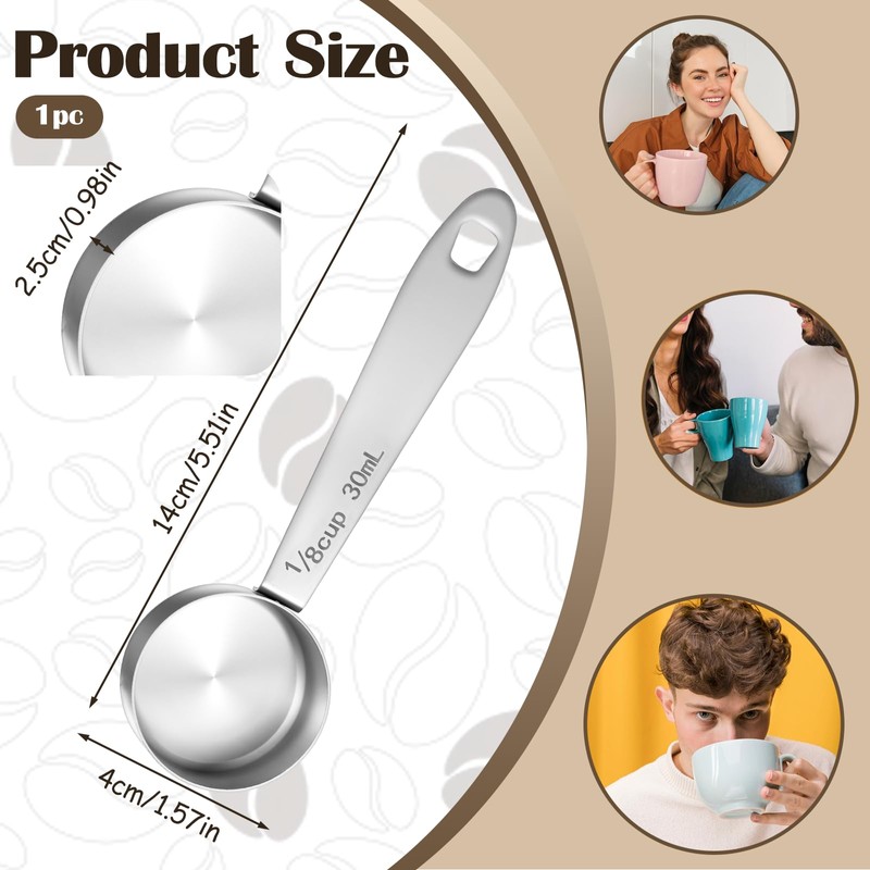 Nogeqi 2 Tablespoon Measuring Spoon Coffee Scoop, Stainless Steel Coffee