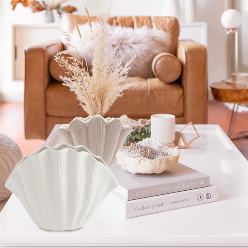 Shell Ceramic Vase Dried Flowers Handmade Vases for Home Decoration
