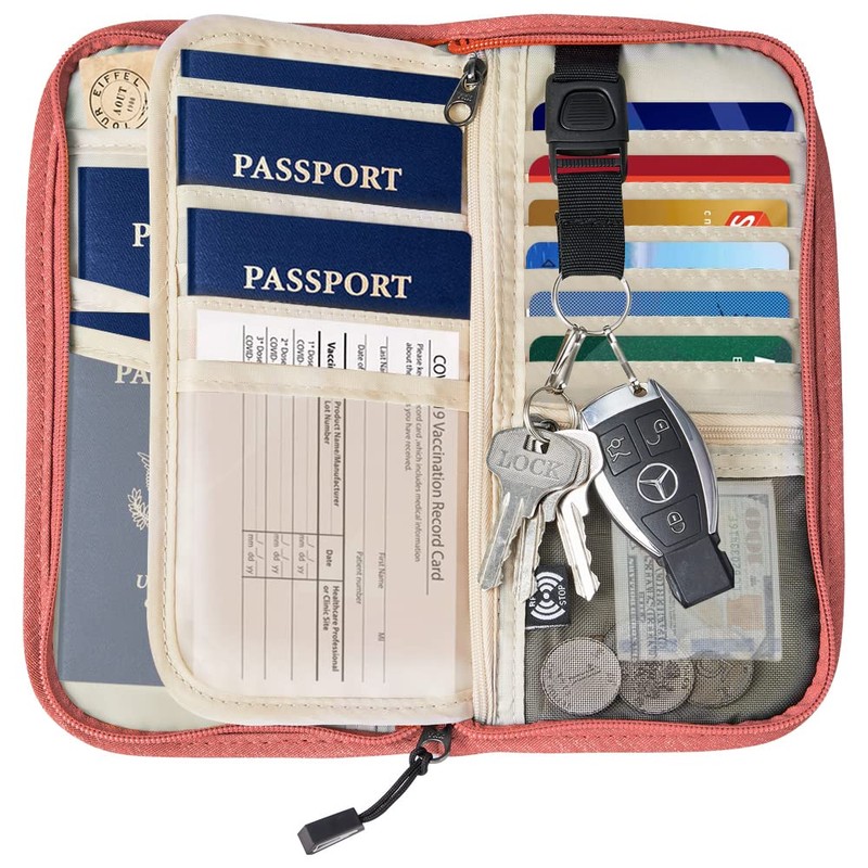 ZOPPEN RFID Travel Passport Wallet & Documents Organizer Zipper Case