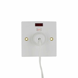 STATUS Ceiling Switch | White 45A 2 Way Pull Cord Light Switch Bathroom | S45ACSB3
