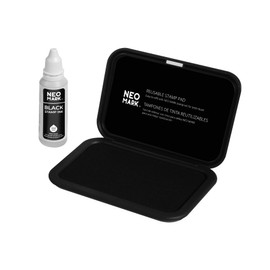 NEO MARK Medium Stamp Pad Kit (1oz Ink Included)-2.8"x 4.3", Magnetic Lid, Premium Quality Felt Stamp Pad (Black)