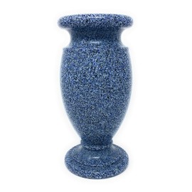 OPTIMUM Memorial Cemetery Flower Vase - Plastic (Blue Granite) with Metal Ground Spike, Grave Marker, Decorations for Gravesite, Headstone Flowers Holder, Garden Lawn & Yard