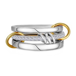 Rajputana Sterling Silver Ring Interlocked Stackable Rings for Women Mixed Thumb Rings Non Tarnish Connected Silver Rings for Women R1/2=59mm