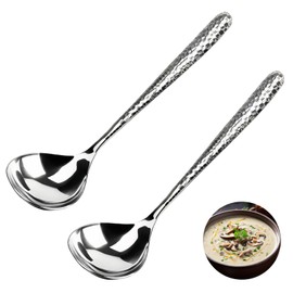 LANGMINGDE 2 PCS Deep Round Soup Spoons 7.87", 304 Stainless Steel Large Soup Spoons Dishwasher safe, Perfect for Cereal, Bouillon, Milk Soup & Dinner Guests