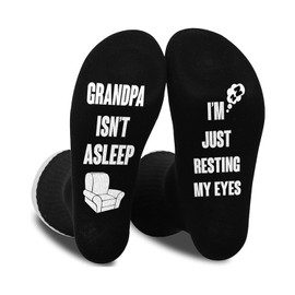 Grandpa isn't Asleep, I'm Just Resting My Eyes Socks, EYLEER Funny Novelty Funky Grandpa Gifts Anti-slip Socks Birthday Christmas Stocking Stuffers Father's Day Retirement Gifts for Men Grandpa Dad