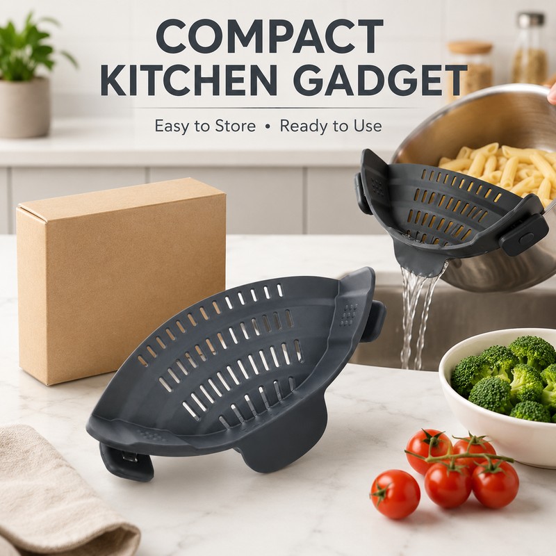 Clip-On Silicone Strainer for Pots & Pans – Compact Colander