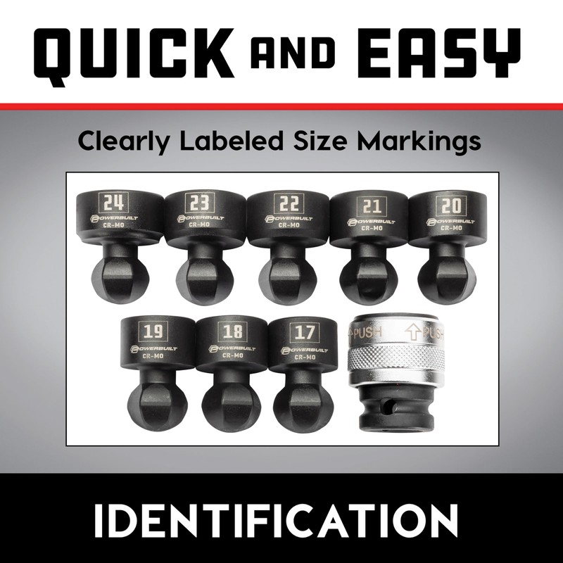 Powerbuilt 9 Piece 1/2-Inch Drive Impact Grade Universal Joint Quick-Change