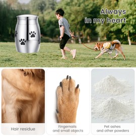 Pet Urns for Dogs - Stainless Steel Cremation Urn for Ashes, Fur and Keepsakes, Memorial Urn for Medium to Large Dogs with Secure Seal, Pet Memorial Gift (Silver-Claws)