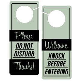 Do Not Disturb Door Hanger Sign, Dual Sided, Please Do Not Disturb Welcome Please Knock Door Sign for Home, Office, Meeting, Recording Room, 9.5" x 3.8" (Pack of 2)