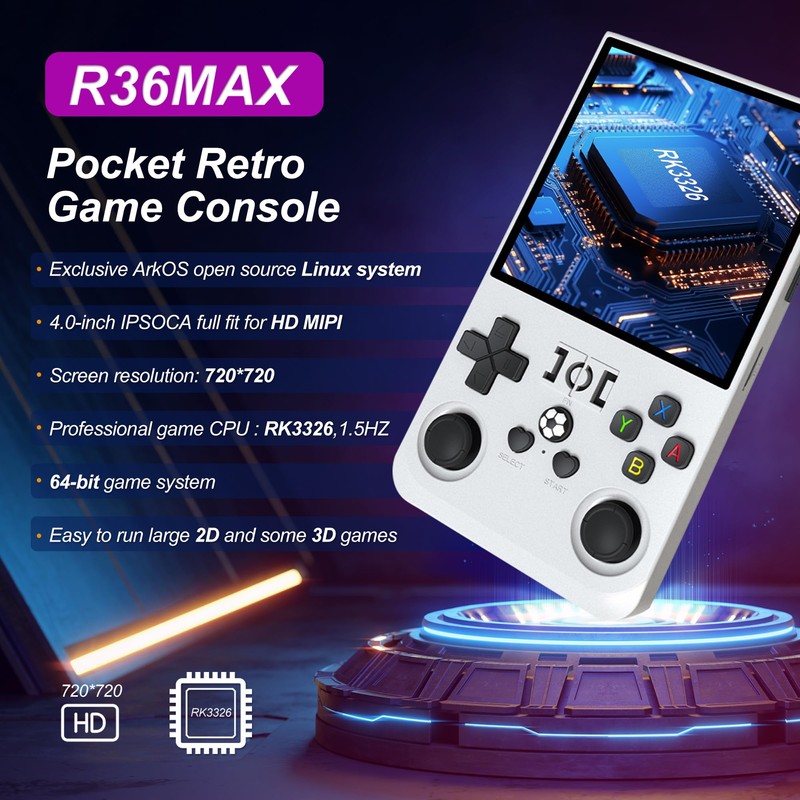YOUNEEDFUL 2026 Upgraded R36MAX Handheld Game Console Built-in 128GB TF