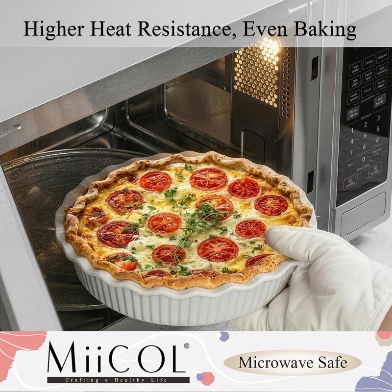 Miicol Ceramic Pie Pan Set of 2, 50 oz Ripple