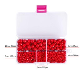 Novborcz Faceted Crystal Glass Beads - Suitable for DIY, Making Bracelets, Necklaces and Other Jewelry (Porcelain Red)
