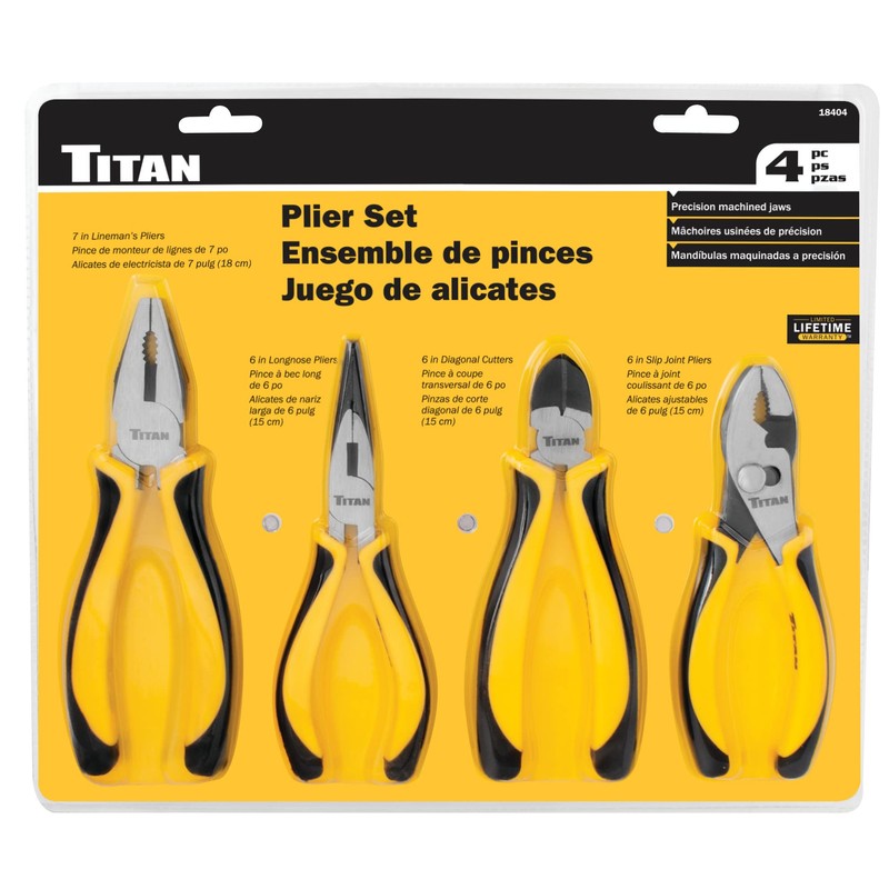 Titan 18404 4-Piece Plier Set With TPR Grips