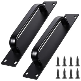 Xelsluthe 2 Pack Black Barn Door Handles, Aluminum Alloy Sliding Barn Door Handle 180mm / 7.1 Inch Hole Center Gate Door Handle for Kitchen Cabinet Bathroom Closet Hardware Replacement 7.9 Inch Long