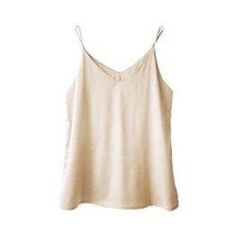 Wantschun Womens Silk Satin Camisole Cami Plain Strappy Vest Top T-Shirt Blouse Tank Shirt V-Neck Spaghetti Strap Basic - Champagne ; 3X