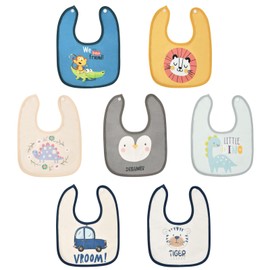 HOTUT Muslin Baby Bibs, 7 Packs Soft Cotton Baby Teething Bibs, Baby Bandana Dribble Bibs, Waterproof Drool Bibs, Unisex Cotton Baby Bandana Bibs, Absorbent Dribble Bibs for Infants Newborn Feeding