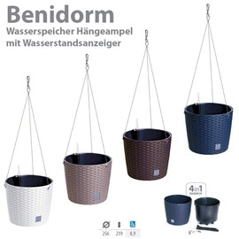 Erhard-Trading Benidorm Hanging Flower Pot Plastic Rattan Look (Dark Brown)