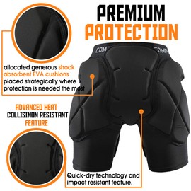 Shinestone Protective Padded Shorts Detachable Protection Pants (Black, Medium)
