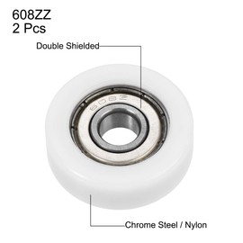 uxcell 608ZZ Ball Bearing Guide Pulley Roller Round Wheel 8x30x10mm Double Metal Shielded (GCr15) Chrome Steel Bearings 2pcs