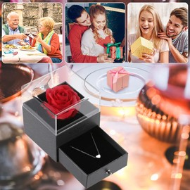 AFSTALR Eternal Rose Infinity Roses with Red Roses Gift Box, Eternal Rose Gifts for Women Wife Girlfriend Enchanted Real Rose Flower for Valentine's Day