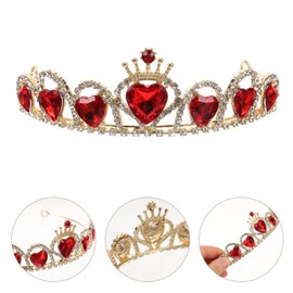 PACKOVE Red Heart Crown Crystal Queen Crown Red Birthday Queen Crown Red Crown For Bride Banquet Crown Birthday Wedding