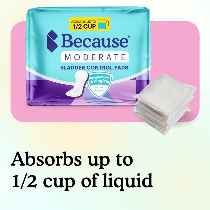 Because Incontinence Pads for Women – Moderate Absorbency for Light