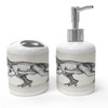 Lunarable Modern Soap Dispenser and Toothbrush Holder Set, Dinosaur Sketch