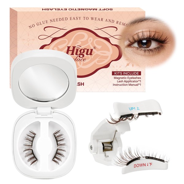 Higu clace Magnetische Wimpern,Magnet Wimpern Ohne Eyeliner,Magnetische Wimpern mit Applikator,Wimpern