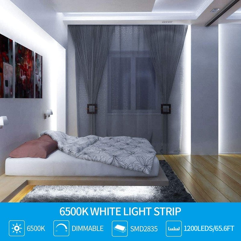 Led Strip Lights 65.6ft White Dimmable Led Light Strip Flexible