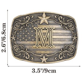 Absbolo Western Belt Buckle Men Initial Letter ABCDJRM to Z Rodeo Cowboy Belt Buckles for Women M