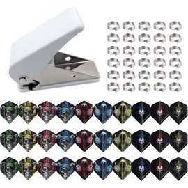 WLHGH Dart Flights Puncher Set, 1 Puncher, 30 Flights in 10 Skull Designs, and 30 Metal O-Rings, Standard Accessory for Darts