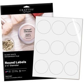 Round Labels Stickers 2.5" inches Printable Vinyl Waterproof Glossy White Sticker Paper, 135 Customizable Labels Compatible with 22830