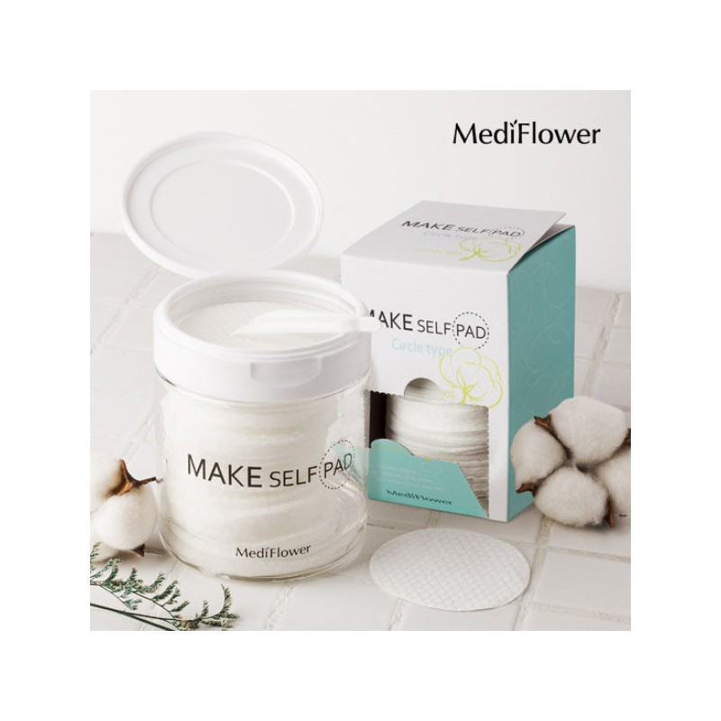 Mediflower 메디플라워 메이크업 셀프 패드 리필 130매 / 화장솜 클렌징패드