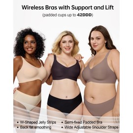 HORISUN Bras for Women No Underwire Wireless Seamless Wirefree Support Lift Full Coverage Push Up T Shirt Bra (Nude Skin Color Medium)