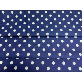 Unbranded White Polka Dot Print on Navy Blue Cotton Polyester Blend Fabric 60" by yard