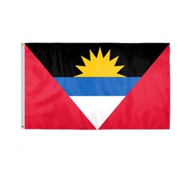 AGAS Antigua & Barbuda Flag 3x5 ft Polyester Fabric Double Stitched Polyester Fabric Header Metal Grommets Fade Resistant & Vivid Colors Indoor Antigua & Barbuda Flag