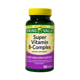 Spring Valley Super Vitamin B Complex Tablets, Dietary Supplement (100 Count (Pack of 01))