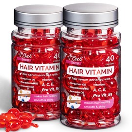 Bali Secret Bali Secret Hussell Hair Serum 80 Capsules - No Rinse with Argan Macadamia & Avocado Oils - Vitamins A, E, Pro B5 - Conditioner for Women & Men - Pack of 2