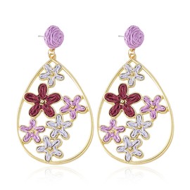 Bohemian Floral Raffia Earrings for Women Lightweight Handmade Spring Accessories with Natural Fiber Design to Match Trendy 2025 Dresses