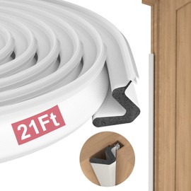 Kerf Weather Stripping Door Seal Strip, 21 Ft Door Seal Strip for Door Frame, V Shaped Q Foam Soundproof Exterior Door Weather Stripping for Windows Card Slot Installation Seals Large (White)