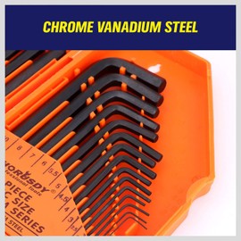 HORUSDY 32-Piece Hex Key Set with Another Torque Handle, Allen Wrench Set Inch/Metric MM(0.7mm-10mm) SAE(0.028"-3/8)